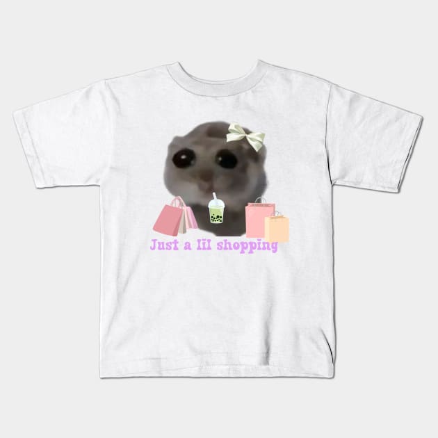 Sad hamster Just a lil shopping Kids T-Shirt by suzanoverart